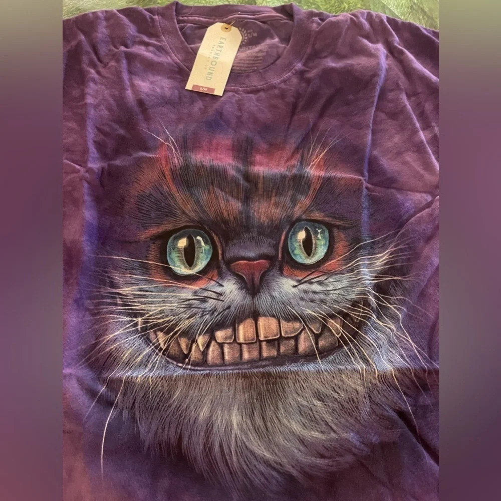 Earthbound Cheshire Cat Purple Oversized Crop Fit T-Shirt, Purple, Sm/Med, NWT - Picture 5 of 10